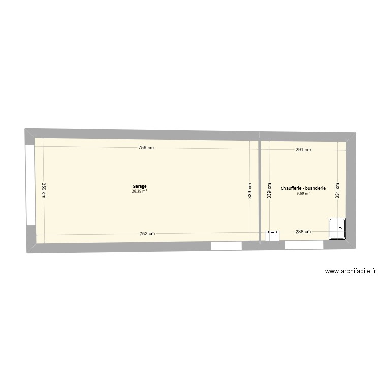 Lopez - EDL Appt RDC. Plan de 2 pièces et 36 m2