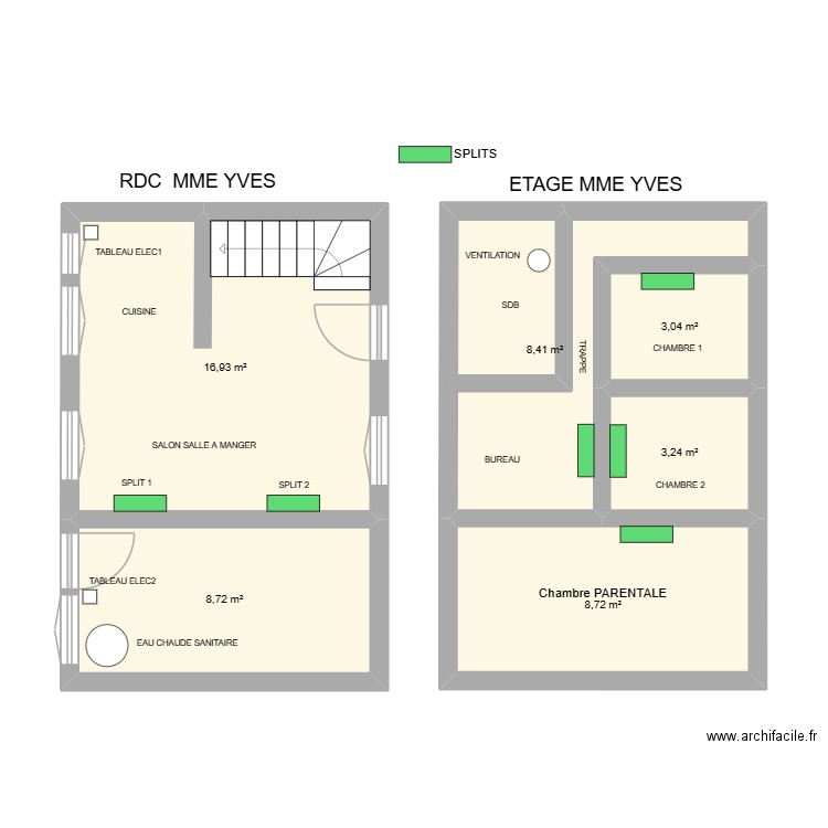 YVES. Plan de 6 pièces et 49 m2