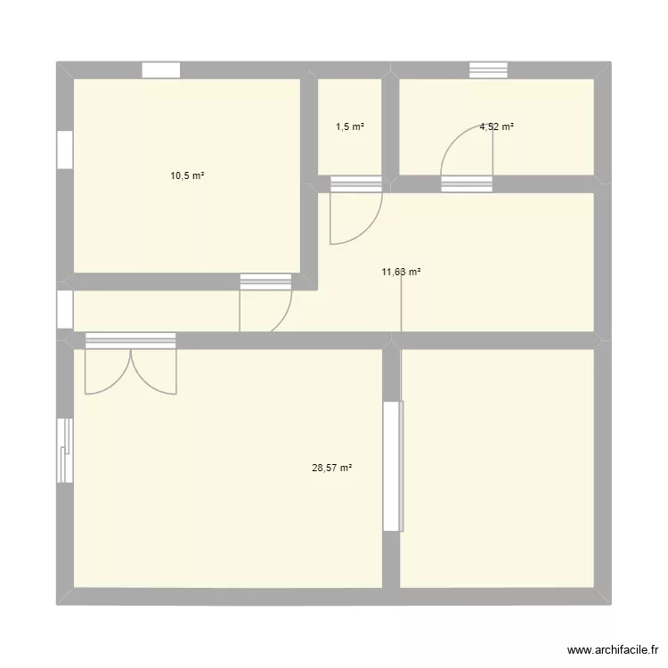 Rez de chauss&eacute;e. Plan de 5  et 57 m²