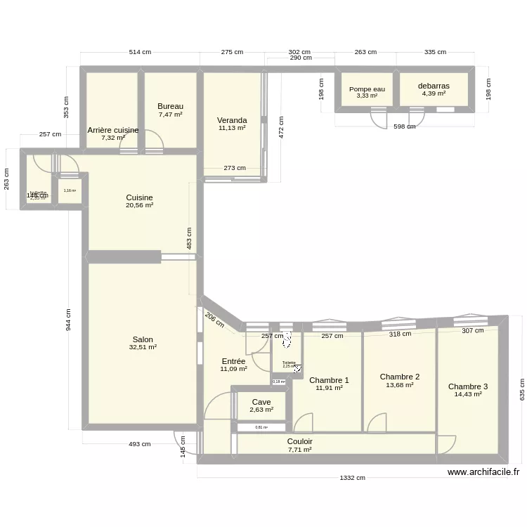 maison_extension_3. Plan de 18  et 155 m²