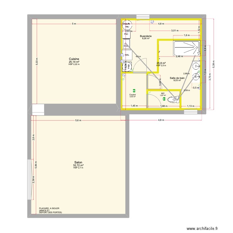 BELLAVIA 2. Plan de 7 pièces et 107 m2