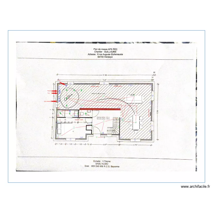 ISC Hendaye RDC &agrave; jour. Plan de 