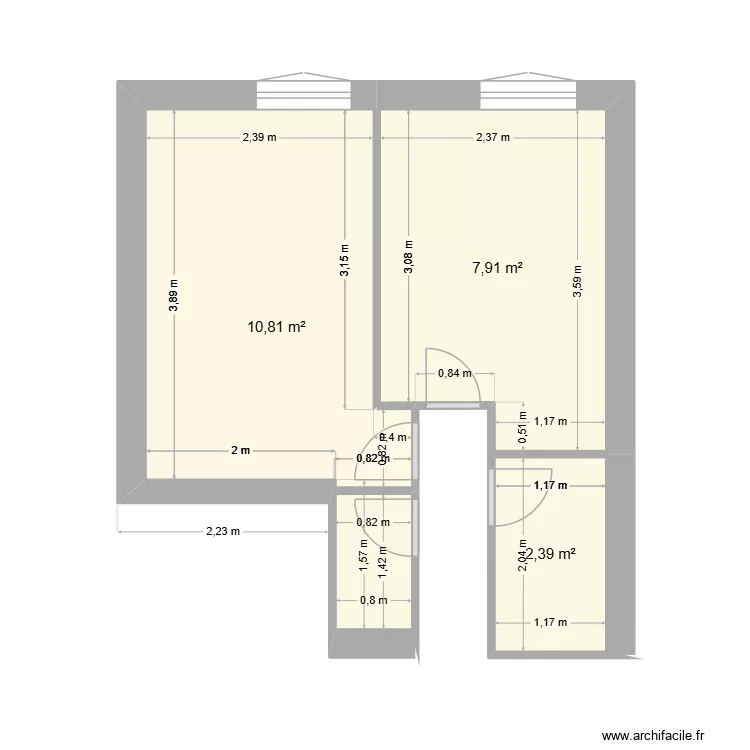 CHAMBRES SDB. Plan de 3  et 21 m²