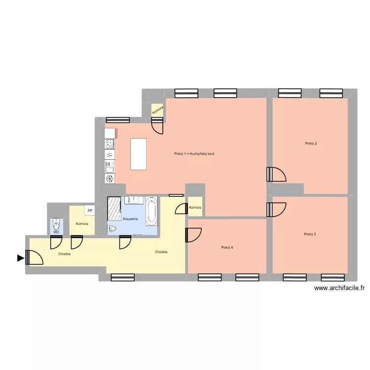 Hlavn&iacute; tř&iacute;da 699, byt 15. Plan de 23  et 264 m²
