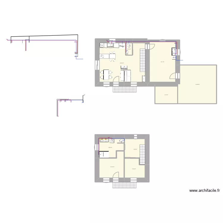 RDC maison. Plan de 9  et 150 m²