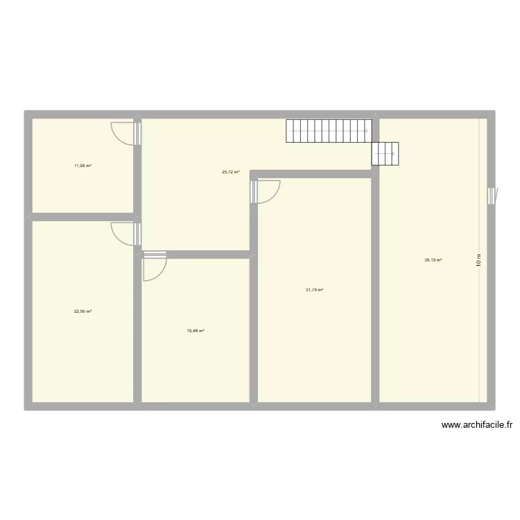 maison etage. Plan de 6 pièces et 150 m²