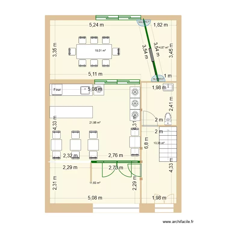 La Pomérolaise - Le Magasin Après. Plan de 5 Pièces et 71 m² La Pomérolaise - Le Magasin Après. Plan de 5 Pièces et 71 m²