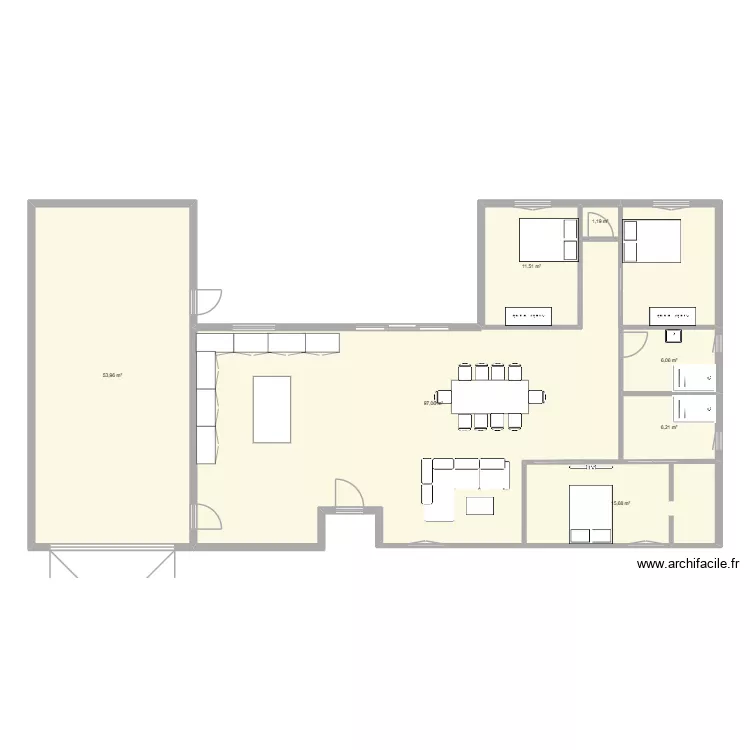maison. Plan de 7  et 192 m²