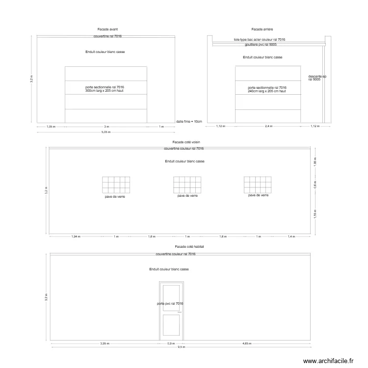 vue façades. Plan de vue façades. Plan de