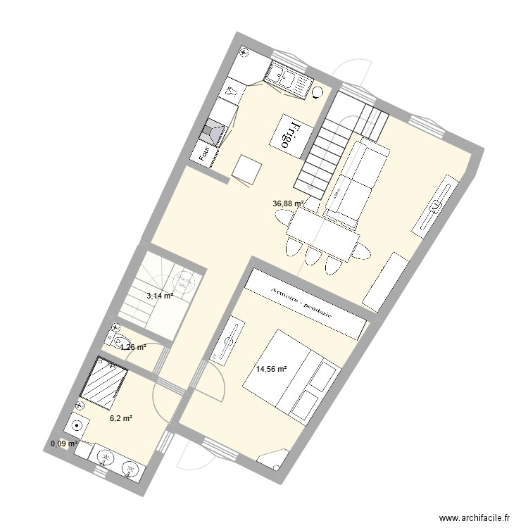 Appartement 15A. Plan de 8 pièces et 129 m2