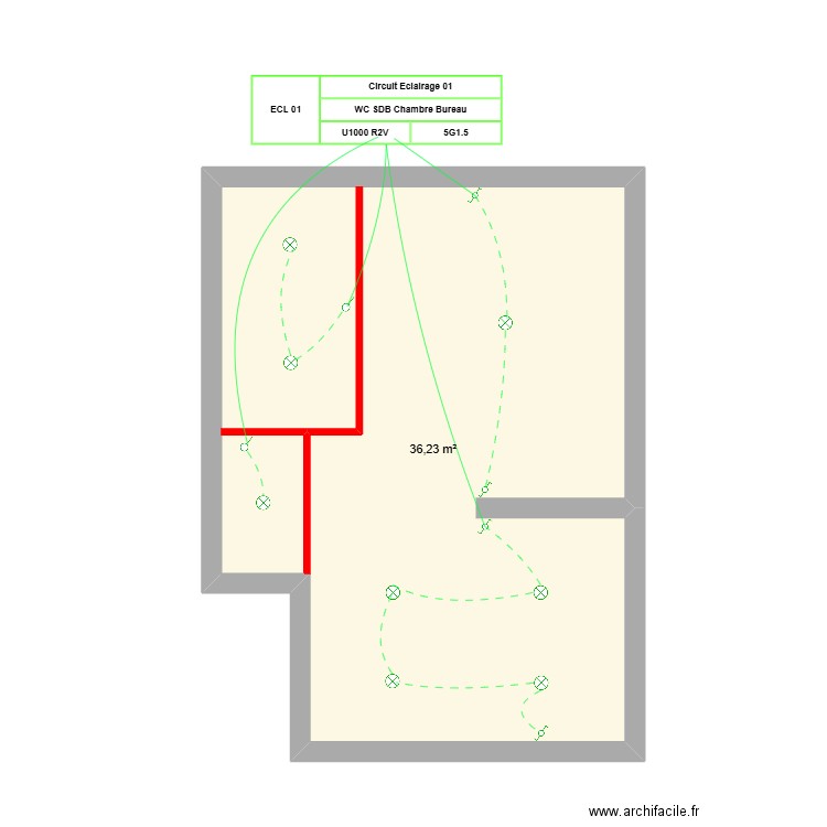 Plan NOE ECL. Plan de 1 pièce et 36 m2