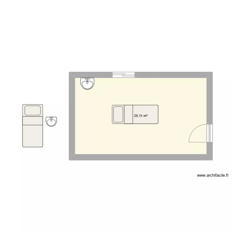 institut. Plan de 1 Pièce et 20 m²