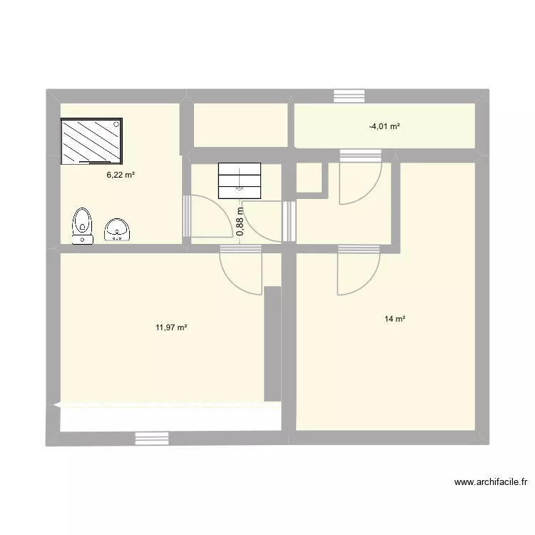 Chambre 1 étage. Plan de 4 pièces et 35 m² Chambre 1 étage. Plan de 4 pièces et 35 m²