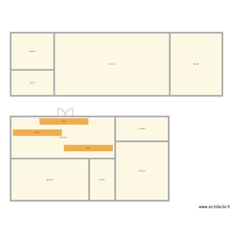 HANGAR PENKERLEN 6*20. Plan de 9 pièces et 228 m2