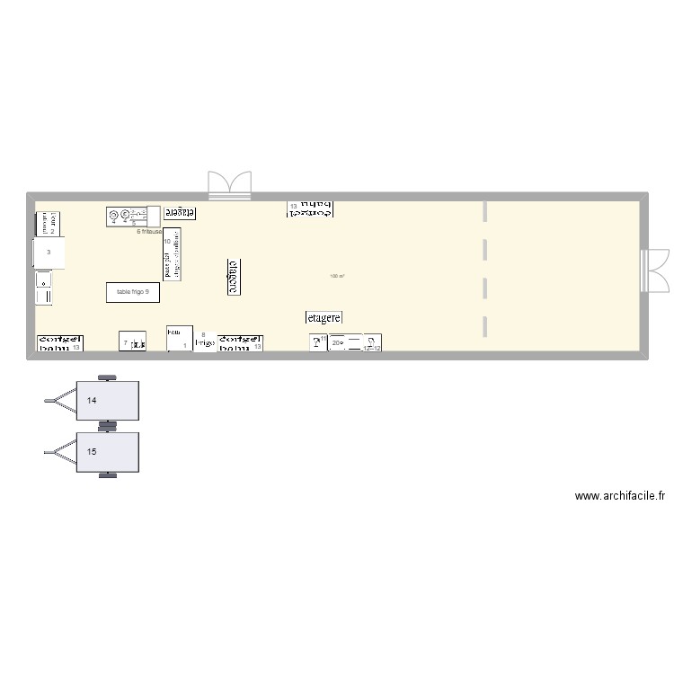 cuisine chalet 2023. Plan de 1 pièce et 100 m2