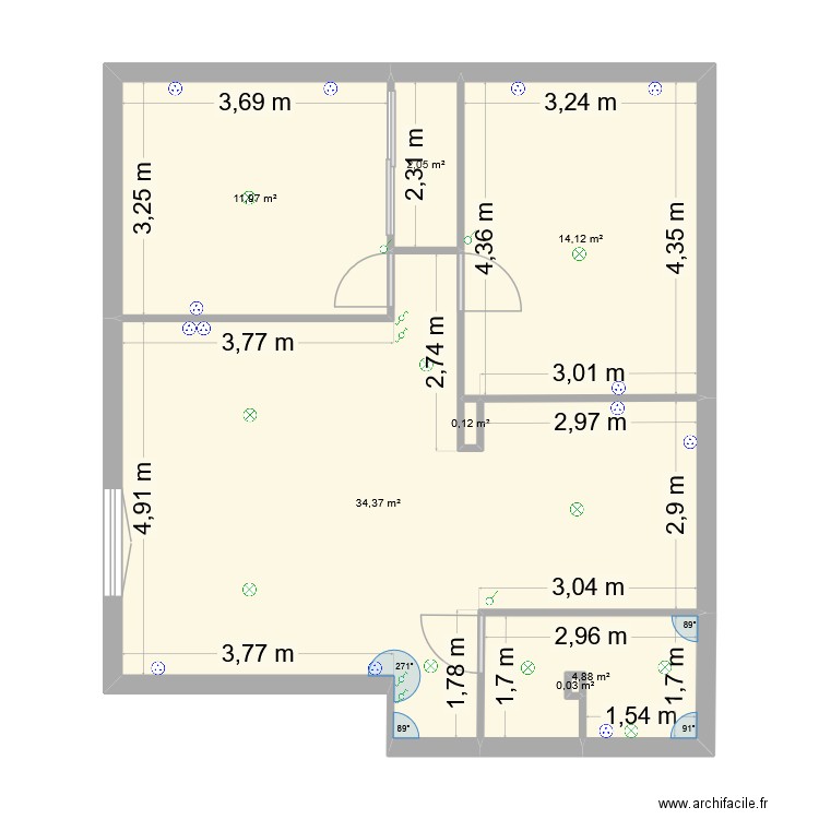 Plan alphons mas 1. Plan de 7 pièces et 68 m2