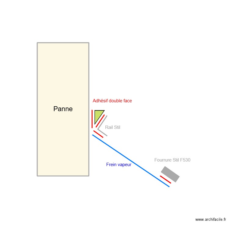 Par vapeur. Plan de 1 pièce et 5 m2