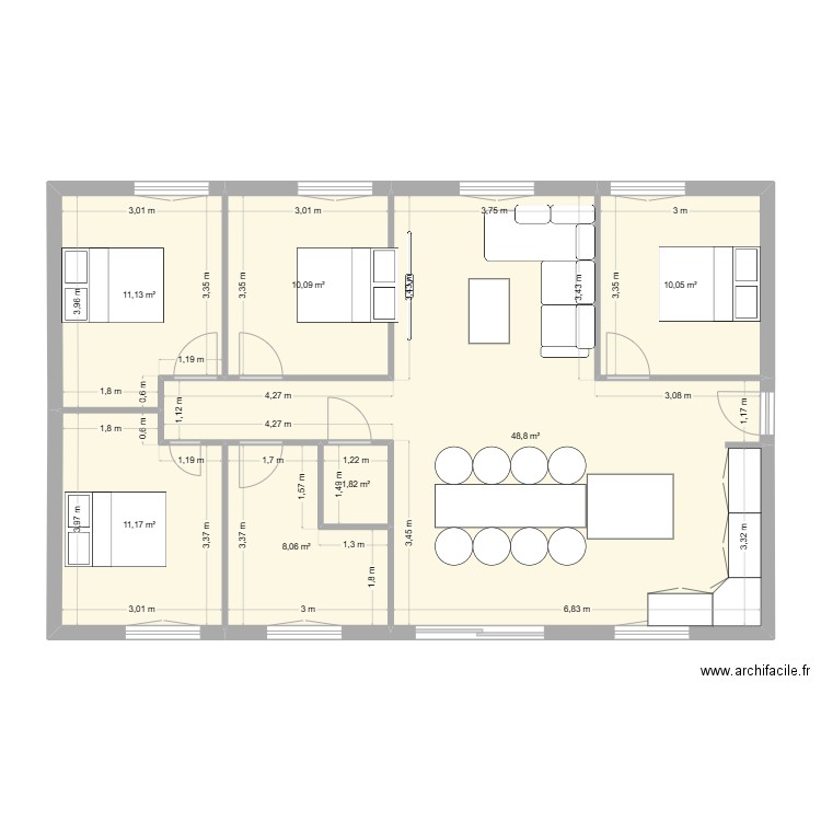 PLN02/25. Plan de 7 pièces et 101 m2