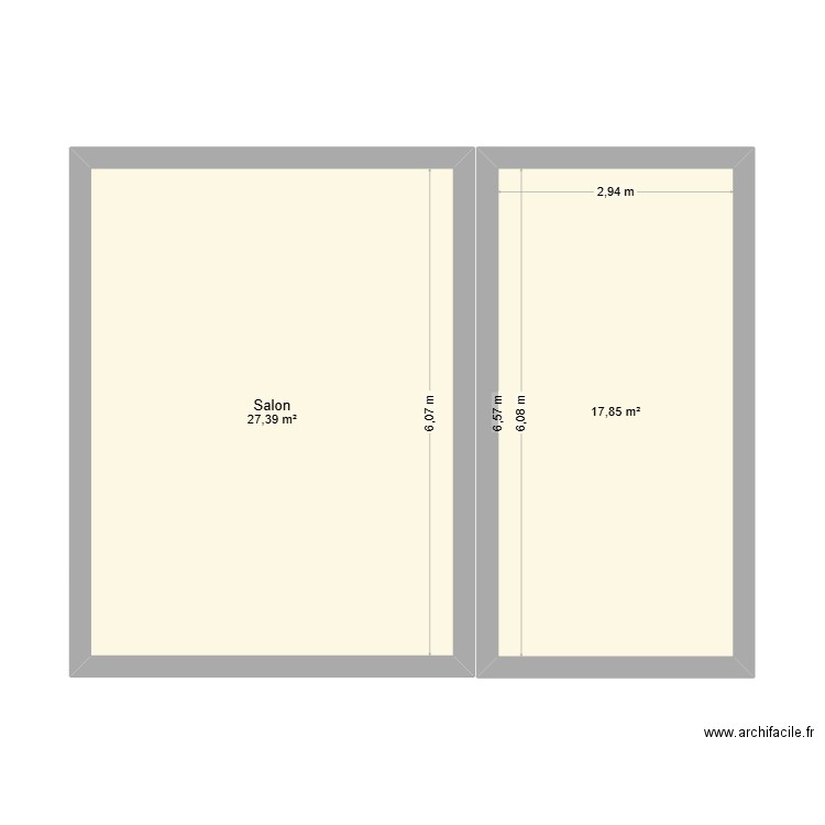 Maison. Plan de 2 pièces et 45 m2