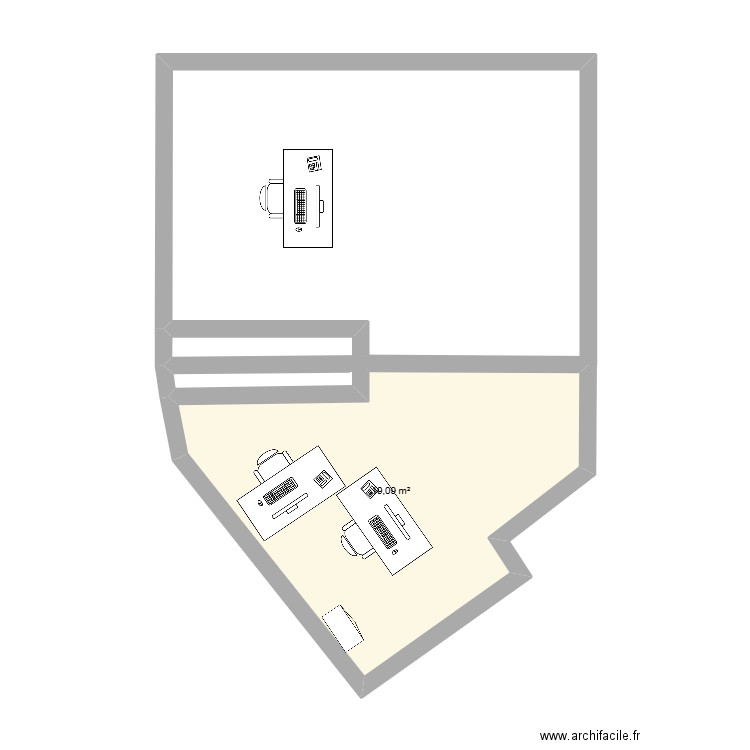 BUREAU. Plan de 1 pièce et 19 m2