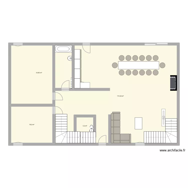 RDC. Plan de 4 Pièces et 169 m² RDC. Plan de 4 Pièces et 169 m²