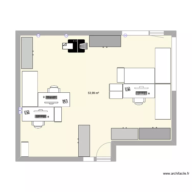 Bureau Nantes 108. Plan de 1 pièce et 54 m²