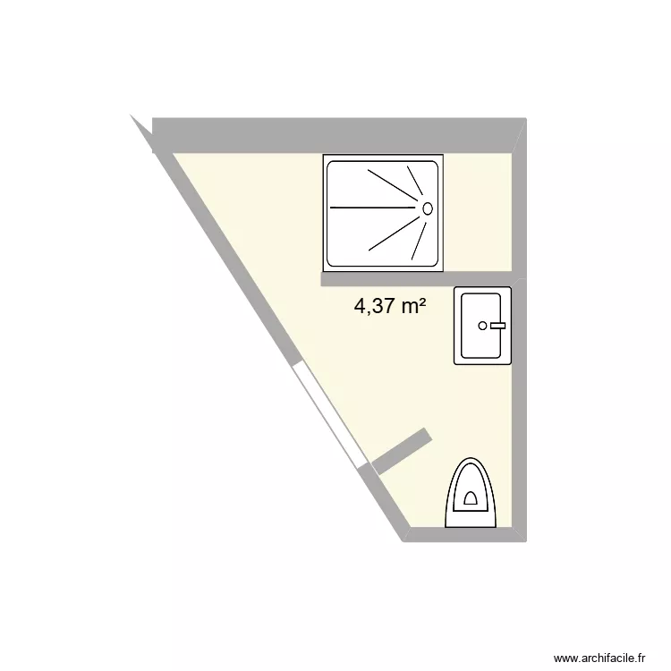 sdb. Plan de 1  et 4 m²