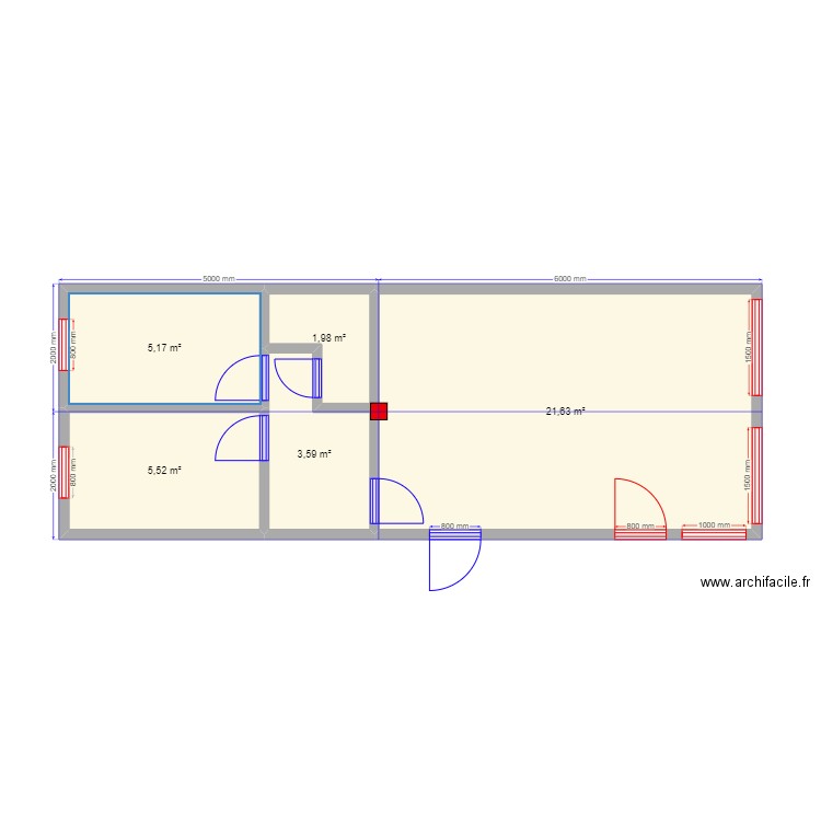 Жанна план. Plan de 5 pièces et 38 m2