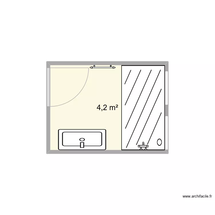 sdb bec. Plan de 1  et 4 m²
