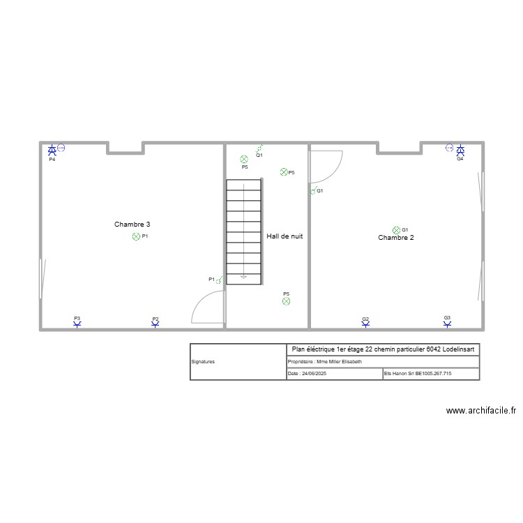 1 er étage chemin particulier. Plan de 3 pièces et 49 m2