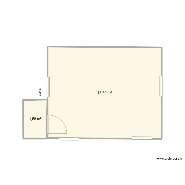 cab ext avt. Plan de 2  et 20 m²