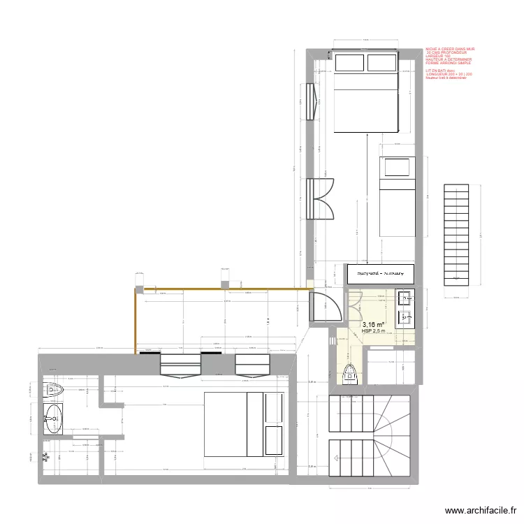 SDB R1 BIS. Plan de 1 et 3 m² SDB R1 BIS. Plan de 1 et 3 m²