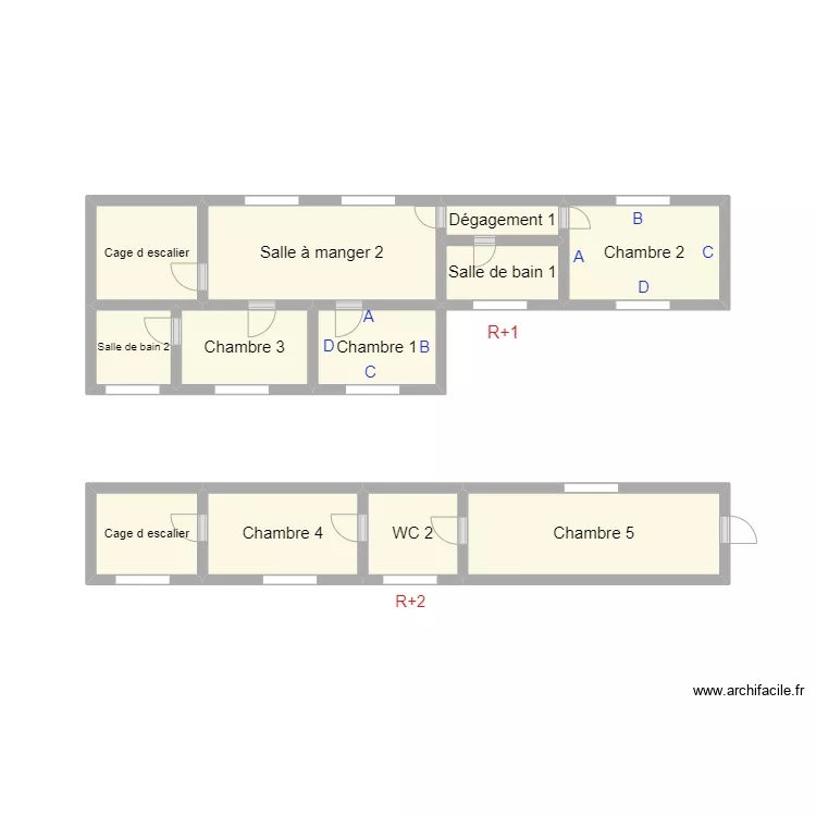 PLAN BILLAND R+1 , R+2. Plan de PLAN BILLAND R+1 , R+2. Plan de