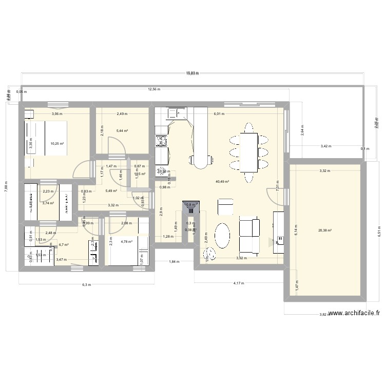 Quentin. Plan de 10 pièces et 99 m2