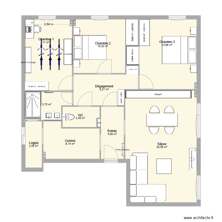 Marseille 25/04/02. Plan de 11 pièces et 86 m2