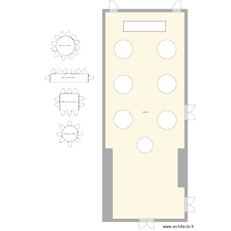 OISELIERE tab 12 pers. Plan de 3 pièces et 146 m2