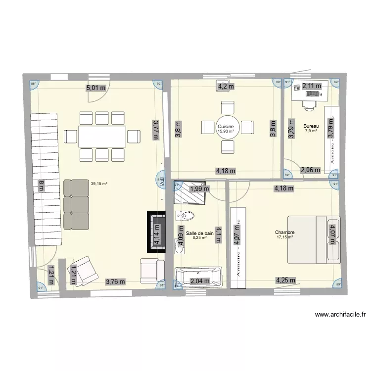 ProjectMutti1. Plan de 5 Pièces et 88 m²