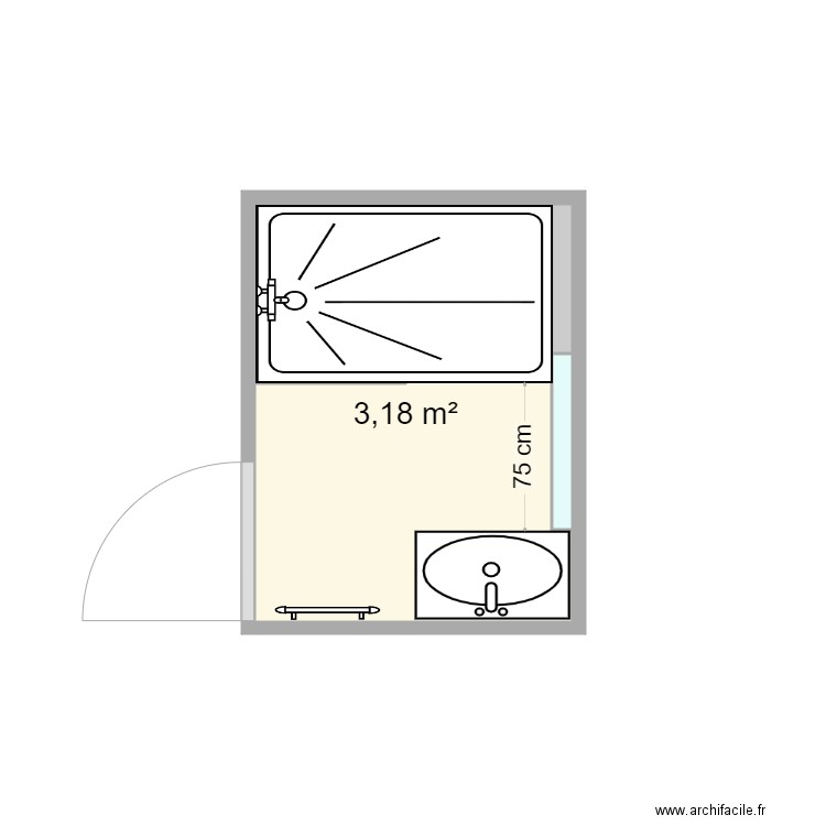 HELLE. Plan de 3 pièces et 3 m2