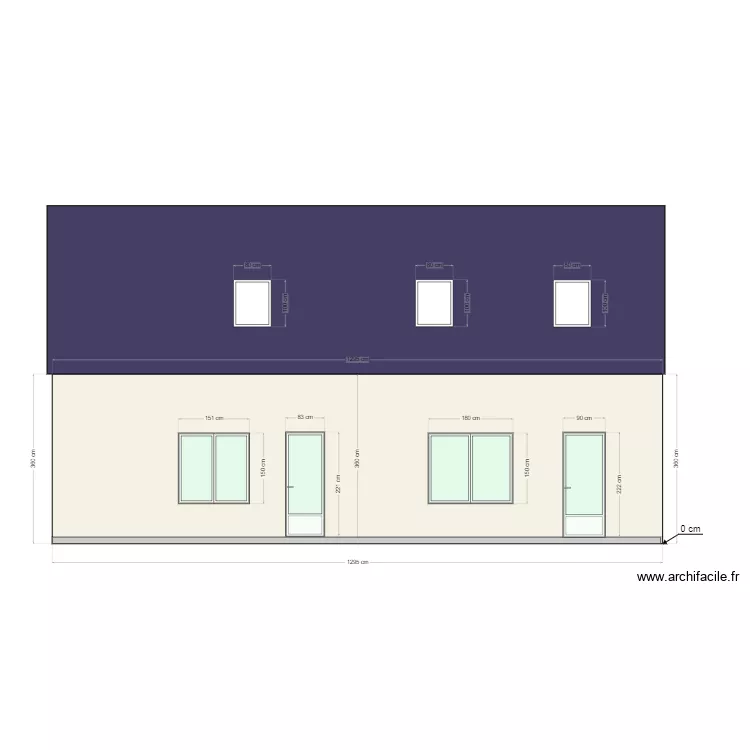 Fa&ccedil;ade ouest Projet. Plan de 