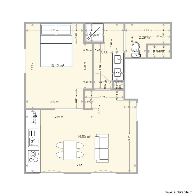 rdc studio. Plan de 0 pièce et 0 m2