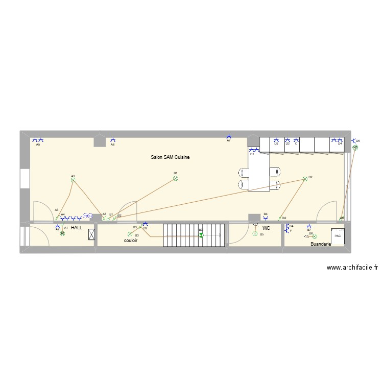 CAVE - ELEC. Plan de 5 pièces et 54 m2