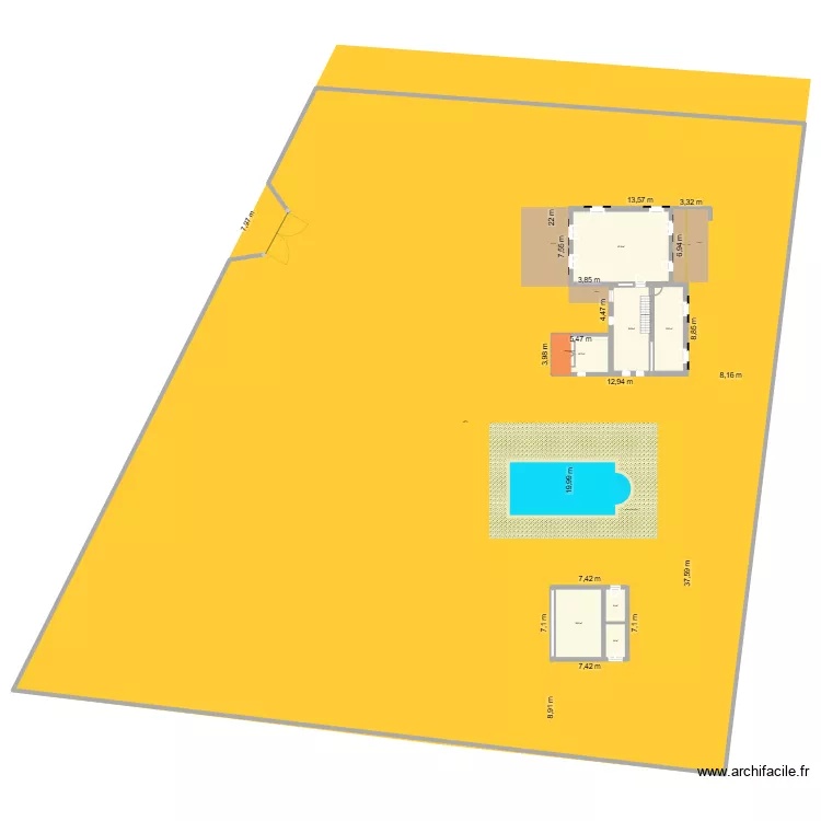 Maison + Cadastre. Plan de 10 Pièces et 221 m² Maison + Cadastre. Plan de 10 Pièces et 221 m²