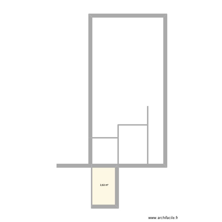 logement T1bis. Plan de 1 pièce et 4 m2