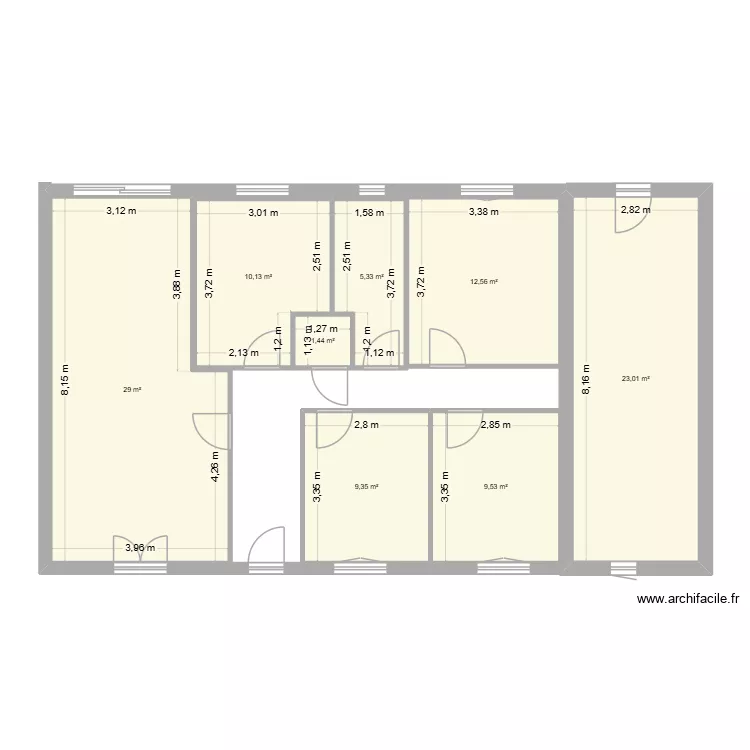 plan apr&eacute;s travaux v1. Plan de 8  et 100 m²