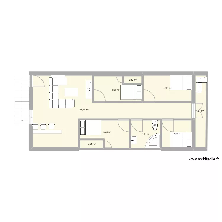 car. Plan de 9  et 55 m²