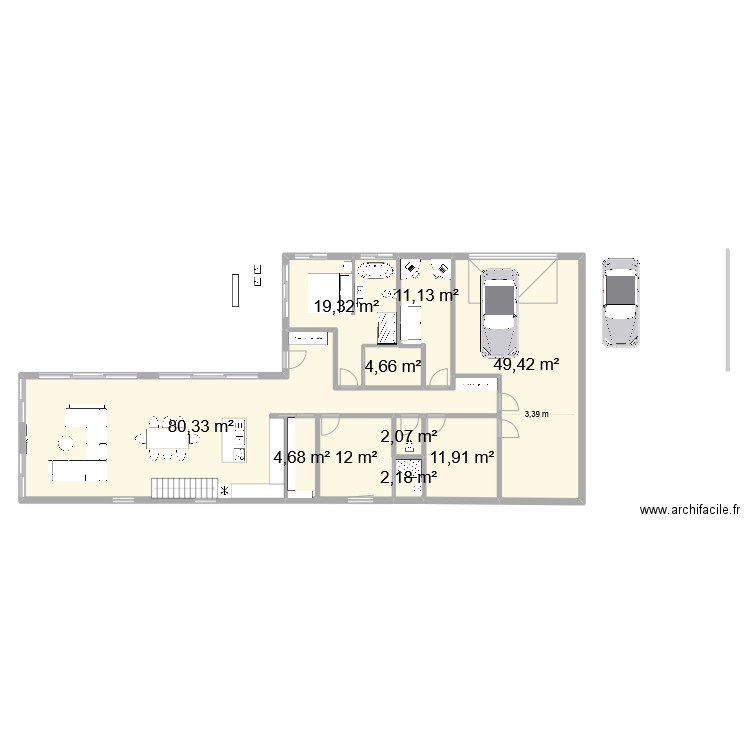 Plan mai 2025-version espace jeu en bout de tremis. Plan de 18 pièces et 299 m2
