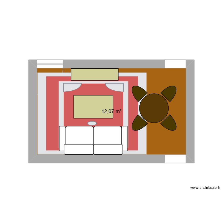 salon 2: canapé bubble like. Plan de 1 pièce et 12 m2
