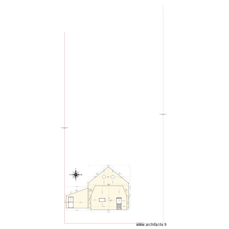 plan de coupe avant travaux coté jardin. Plan de 0 pièce et 0 m2