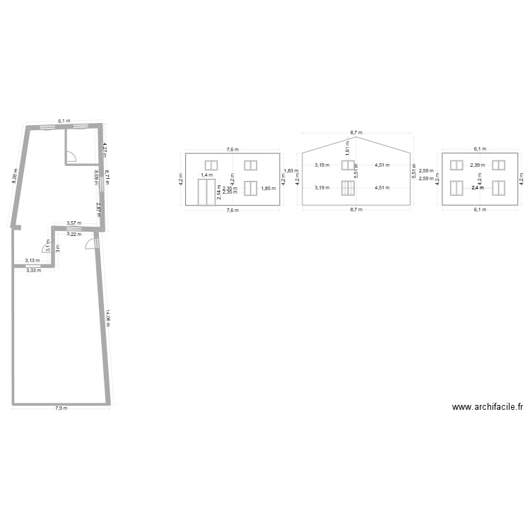 Maison Williuam. Plan de 1 pièce et 49 m2