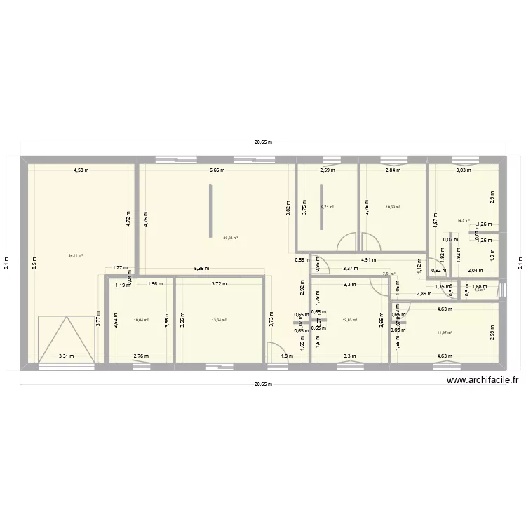 maison 2. Plan de 11  et 165 m²